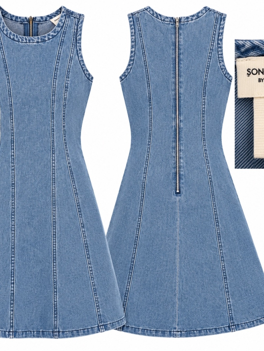 Song of Style Light Blue Denim Fit-and-Flare Dress